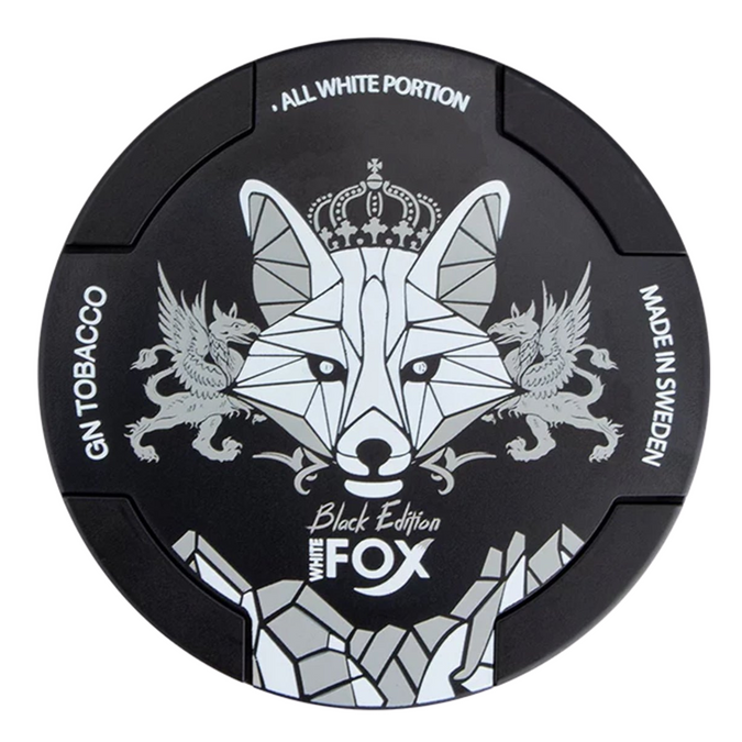 White Fox brand product tin